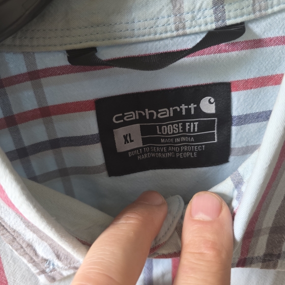 Carhartt Loose Fit Plaid Short Sleeve Button Up Shirt Men’s XL Cotton - Picture 2 of 7